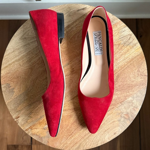 Pancaldi for Diane B. Red Velvet Suede Leather Flats sz: US 10/EU 40 - Picture 1 of 9